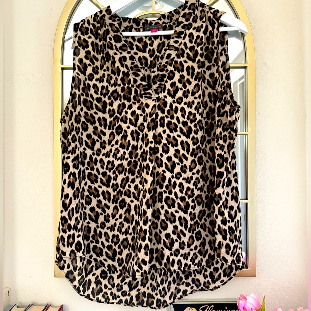Vince Camuto Sleeveless Leopard Blouse